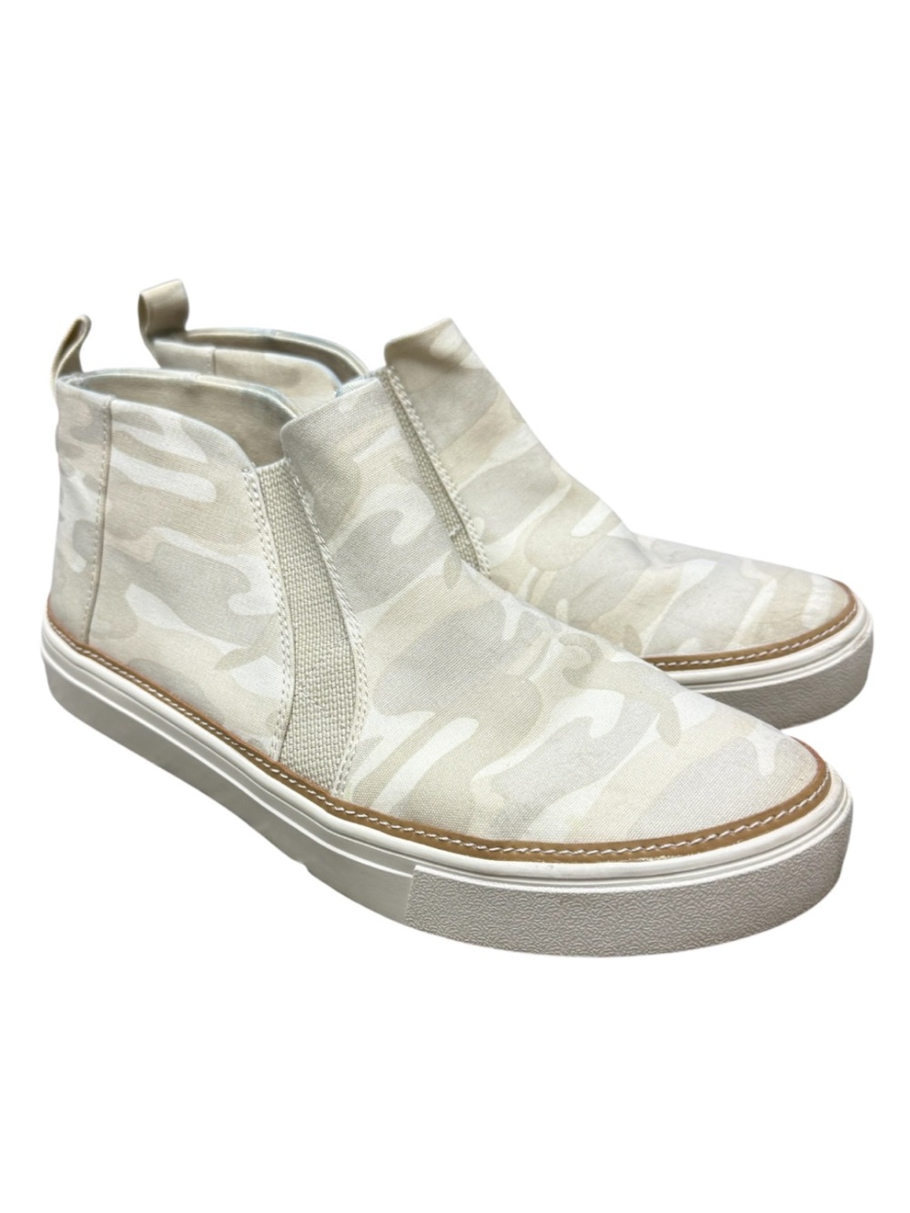 Toms Camo Slip On High Top Sneaker Booties Cream Beige